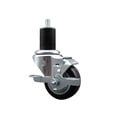 thumbnail image 1 of 3 Inch Black Poly Swivel 1-3/4 Inch Expanding Stem Caster with Brake SCC, 1 of 2