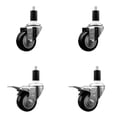 thumbnail image 1 of 3 Inch Black Poly Swivel 1-3/8 Inch Expanding Stem Caster Set 2 Brakes, 1 of 2