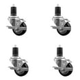 thumbnail image 1 of 3 Inch Black Poly Swivel 1-5/8 Inch Expanding Stem Caster Set with Brake SCC, 1 of 2