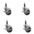 thumbnail image 1 of 3 Inch Black Poly Swivel 3/4 Inch Expanding Stem Caster Set with Brake SCC, 1 of 2