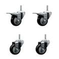 thumbnail image 1 of 3 Inch Black Poly Swivel 5/8 Inch Threaded Stem Caster Set 2 Total Lock Brakes, 1 of 2