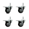 thumbnail image 1 of 3 Inch Black Poly Swivel 5/8 Inch Threaded Stem Caster Set with Total Lock Brake, 1 of 2