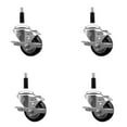 thumbnail image 1 of 3 Inch Black Poly Swivel 7/8 Inch Expanding Stem Caster Set with Brake SCC, 1 of 2