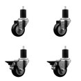 thumbnail image 1 of 3 Inch Black Poly Wheel Swivel 1-3/4 Inch Expanding Stem Caster Set 2 Brakes SCC, 1 of 2