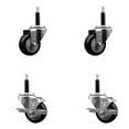thumbnail image 1 of 3 Inch Black Poly Wheel Swivel 3/4 Inch Expanding Stem Caster Set 2 Brakes SCC, 1 of 2