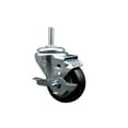 thumbnail image 1 of 3 Inch Black Poly Wheel Swivel 3/4 Inch Threaded Stem Caster with Brake, 1 of 2