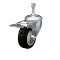 thumbnail image 1 of 3 Inch Black Polyurethane Swivel 10mm Stem Caster with Total Lock Brake SCC, 1 of 2