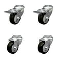 thumbnail image 1 of 3 Inch Black Polyurethane Swivel Bolt Hole Caster Set with 2 Total Lock Brake, 1 of 2