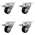thumbnail image 1 of 3 Inch Black Polyurethane Swivel Top Plate Caster Set with Total Lock Brake SCC, 1 of 2