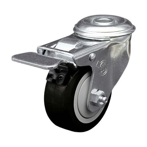 3 Inch Black Polyurethane Wheel Bolt Hole Caster with Total Lock Brake SCC