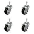 thumbnail image 1 of 3 Inch Black Polyurethane Wheel Swivel 3/8 Inch Threaded Stem Caster Set SCC, 1 of 2