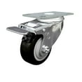 thumbnail image 1 of 3 Inch Black Polyurethane Wheel Swivel Top Plate Caster with Total Lock Brake, 1 of 2