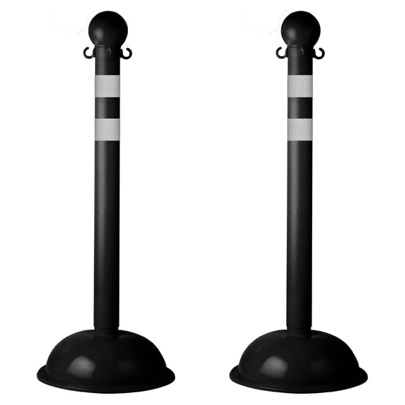 3 Inch Black Reflective Heavy Duty Stanchion (2 Pk)