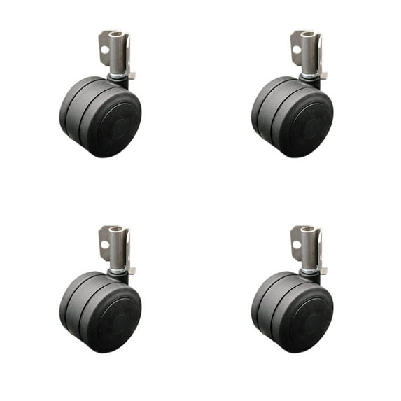 3 Inch Black Soft Twin Wheel Caster with Inside Mount Set Service Caster