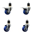 thumbnail image 1 of 3 Inch Blue Poly Swivel 1-7/8 Inch Expanding Stem Caster Set 2 Total Lock Brakes, 1 of 2