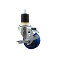 thumbnail image 1 of 3 Inch Blue Poly Swivel 1-7/8 Inch Expanding Stem Caster with Brake SCC, 1 of 2