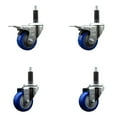 thumbnail image 1 of 3 Inch Blue Poly Swivel 1 Inch Expanding Stem Caster Set 2 Total Lock Brakes, 1 of 2