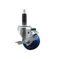 thumbnail image 1 of 3 Inch Blue Poly Swivel 1 Inch Expanding Stem Caster with Brake SCC, 1 of 2