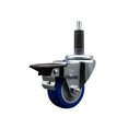 thumbnail image 1 of 3 Inch Blue Poly Swivel 1 Inch Expanding Stem Caster with Brake SCC, 1 of 2