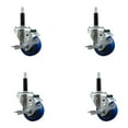 thumbnail image 1 of 3 Inch Blue Poly Swivel 3/4 Inch Expanding Stem Caster Set with Brake SCC, 1 of 2