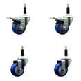thumbnail image 1 of 3 Inch SS Blue Poly Swivel 7/8 Inch Expanding Stem Caster Set 2 Brakes, 1 of 2
