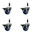 thumbnail image 1 of 3 Inch Blue Poly Swivel 7/8 Inch Expanding Stem Caster Set with Brake SCC, 1 of 2