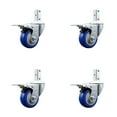 thumbnail image 1 of 3 Inch Blue Poly Wheel Swivel 3/4 Inch Square Stem Caster Set Total Lock Brake, 1 of 2