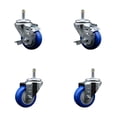 thumbnail image 1 of 3 Inch Blue Poly Wheel Swivel 7/16 Inch Grip Ring Stem Caster Set 2 Brakes, 1 of 2