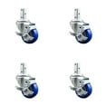 thumbnail image 1 of 3 Inch Blue Poly Wheel Swivel 7/8 Inch Square Stem Caster Set with Brake SCC, 1 of 2