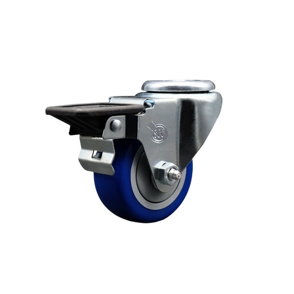 3 Inch Blue Poly Wheel Swivel Bolt Hole Caster with Posi Lock Brake SCC