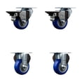 thumbnail image 1 of 3 Inch Blue Poly Wheel Swivel Top Plate Caster Set with 2 Posi Brakes 2 Rigid, 1 of 2