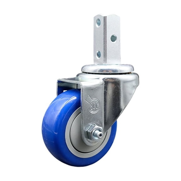 3 Inch Blue Polyurethane Wheel Swivel 7/8 Inch Square Stem Caster SCC