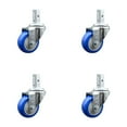 thumbnail image 1 of 3 Inch Blue Polyurethane Wheel Swivel 7/8 Inch Square Stem Caster Set SCC, 1 of 2