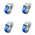thumbnail image 1 of 3 Inch Blue Polyurethane Wheel Swivel Bolt Hole Caster Set Service Caster Brand, 1 of 2