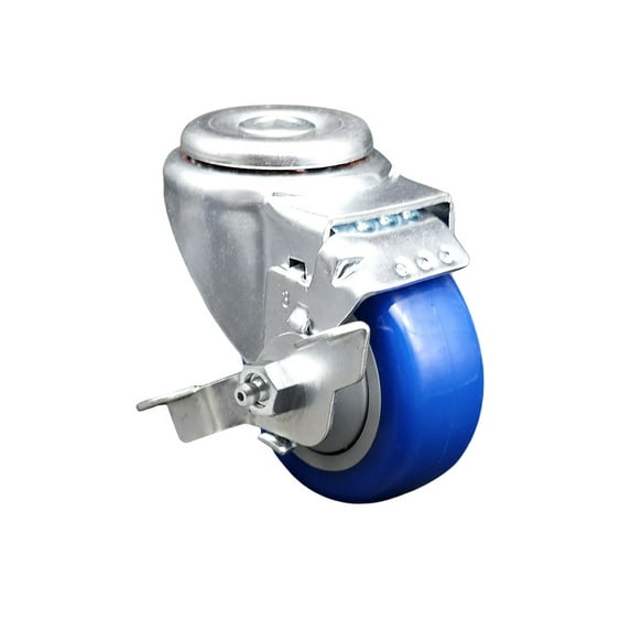 3 Inch Blue Polyurethane Wheel Swivel Bolt Hole Caster with Brake SCC
