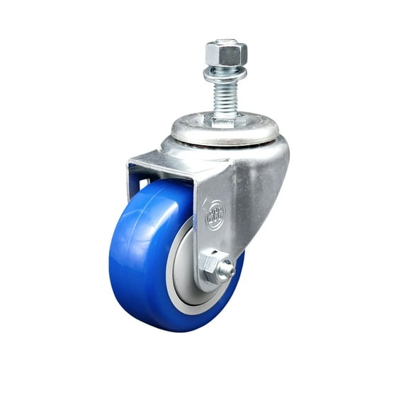 3 Inch Blue Polyurethane Wheel Swivel ½ Inch Threaded Stem Caster SCC