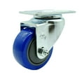 thumbnail image 1 of 3 Inch Blue Polyurethane Wheel Swivel Top Plate Caster Service Caster Brand, 1 of 2