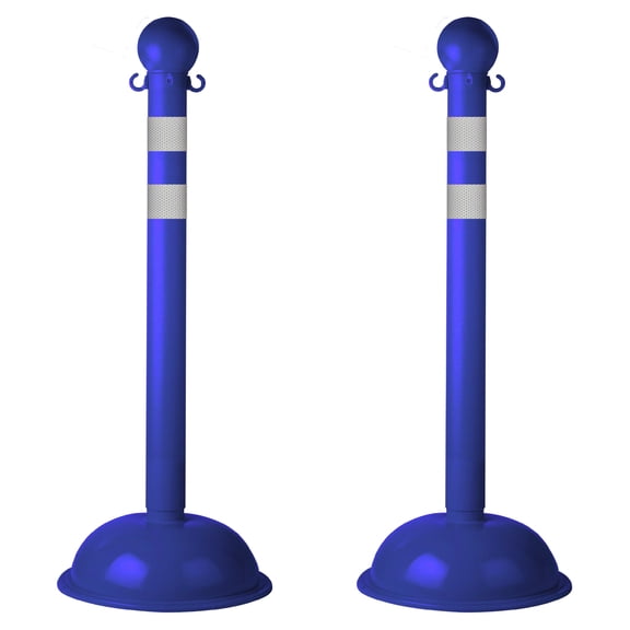 3 Inch Blue Reflective Heavy Duty Stanchion (2 Pk)