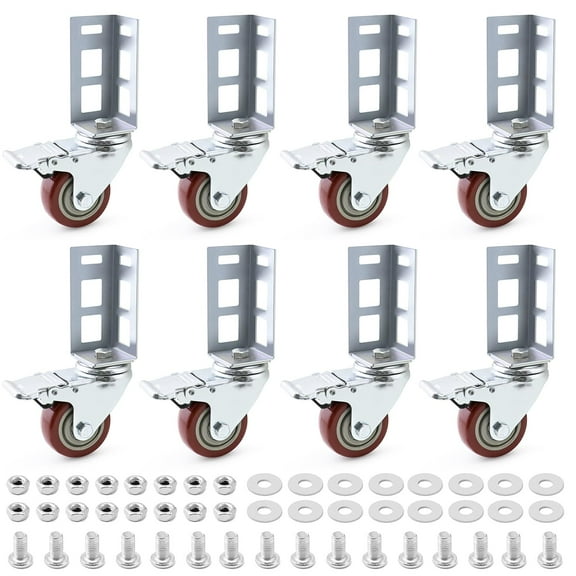 3 Inch Boltless Rack Caster Wheels, 8 Pack, Heavy Load 1000 Lb Capacity For Garage Warehouse Workshop Shelving