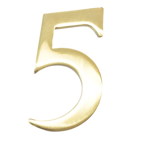 3-Inch Brass Mailbox Number 5 – Self Adhesive Floating #5