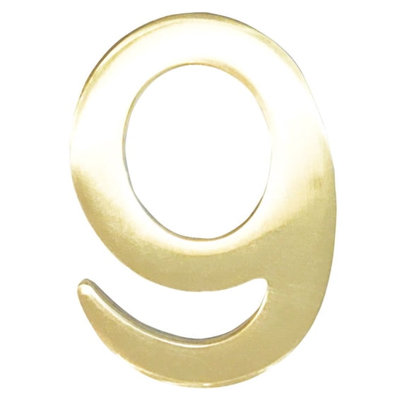 3-Inch Brass Mailbox Number 9 – Self Adhesive Floating #9