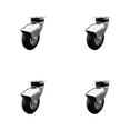 thumbnail image 1 of 3 Inch Bright Chrome Hooded Neoprene Rubber Top Plate Casters Set of 4 SCC, 1 of 2