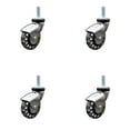 thumbnail image 1 of 3 Inch Bright Chrome Hooded Polyurethane 3/8 Inch Threaded Stem Casters Set 4, 1 of 2