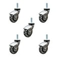 thumbnail image 1 of 3 Inch Bright Chrome Hooded Polyurethane 3/8 Inch Threaded Stem Casters Set 5, 1 of 2
