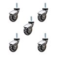 thumbnail image 1 of 3 Inch Bright Chrome Hooded Polyurethane 3/8 Inch Threaded Stem Casters Set 5, 1 of 2