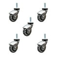 thumbnail image 1 of 3 Inch Bright Chrome Hooded Polyurethane 5/16 Inch Threaded Stem Casters Set 5, 1 of 2