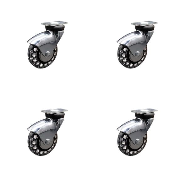 3 Inch Bright Chrome Hooded Polyurethane Top Plate Casters Set of 4 SCC