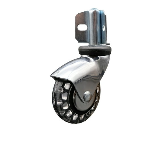 3 Inch Bright Chrome Polyurethane Caster – Corner Mount Bracket – SCC