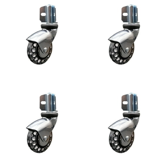 3 Inch Bright Chrome Polyurethane Casters – Corner Mount Brackets - Set 4 – SCC