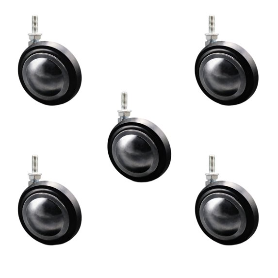 3 Inch Bright Chrome Soft Tread Ball Caster –5/16 Inch Threaded Stem–Set of 5